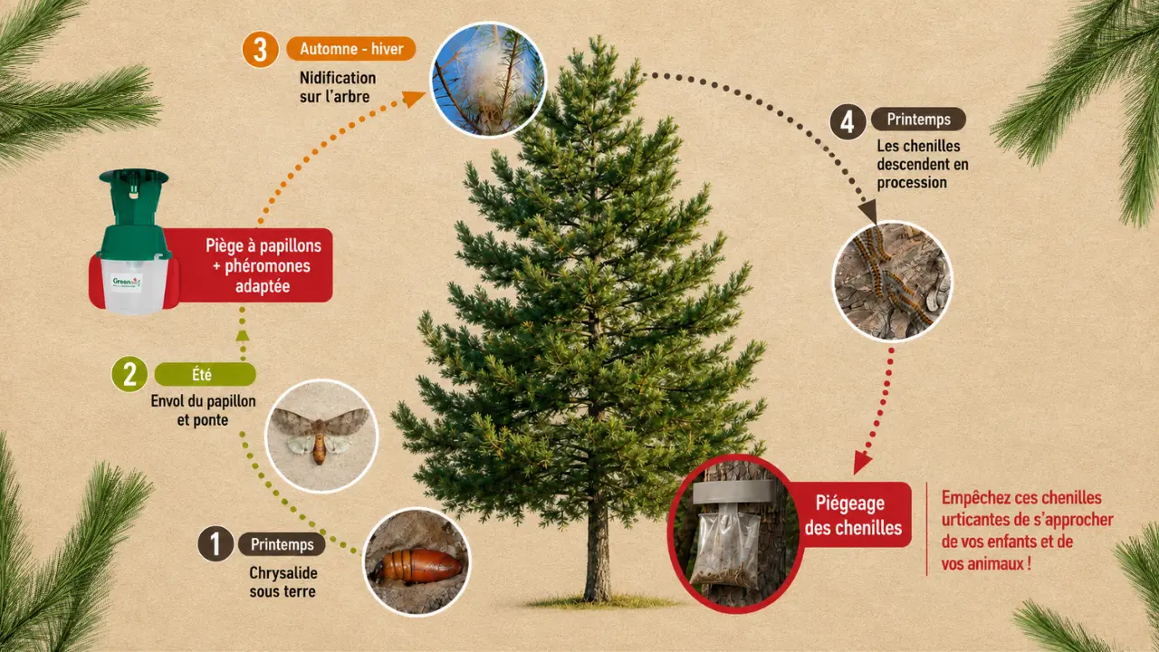 schema cycle de vie chenille processionnaire